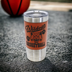 Leatherette 20 oz Laser Engraved Basketball Tumbler