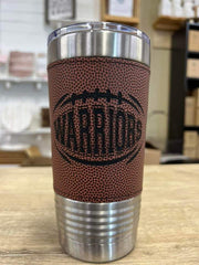 Customizable Leatherette 20 oz Laser Engraved Football Tumbler