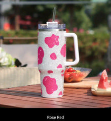 Sparkling Cow Print Rhinestone Studded 40 oz. Tumbler