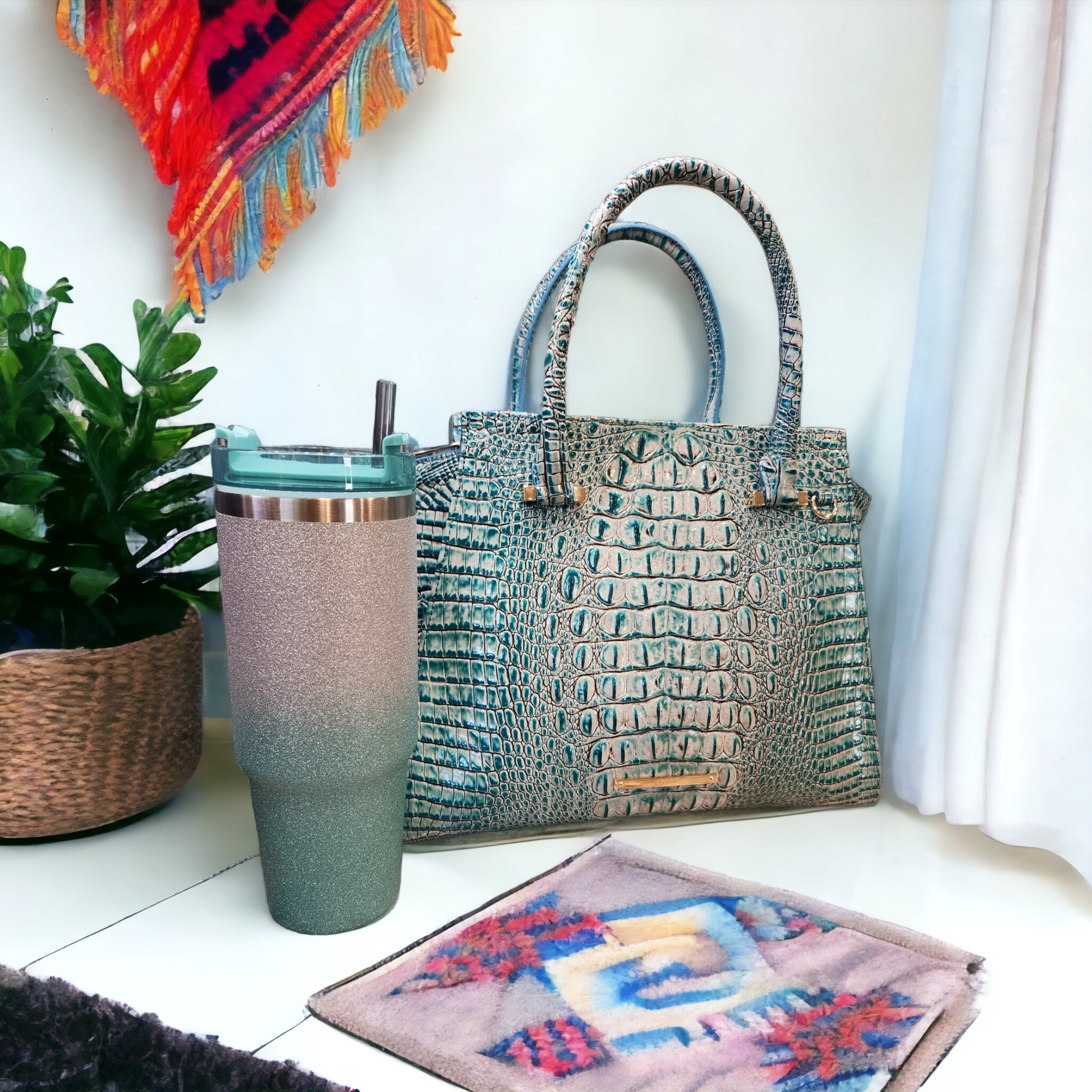 Ombre Glitter Tumbler with Straw