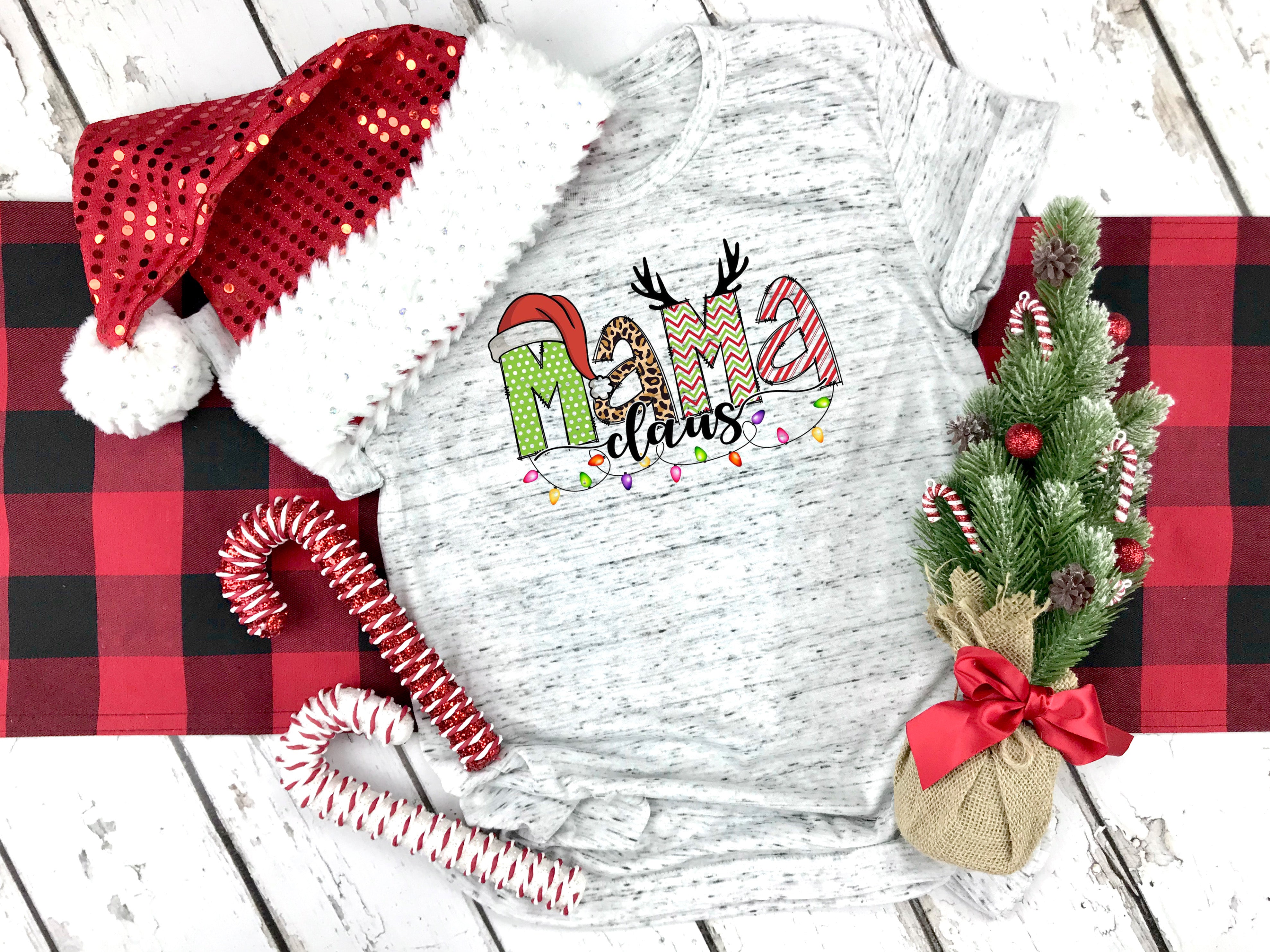 Mama Claus Marbled Christmas Shirt