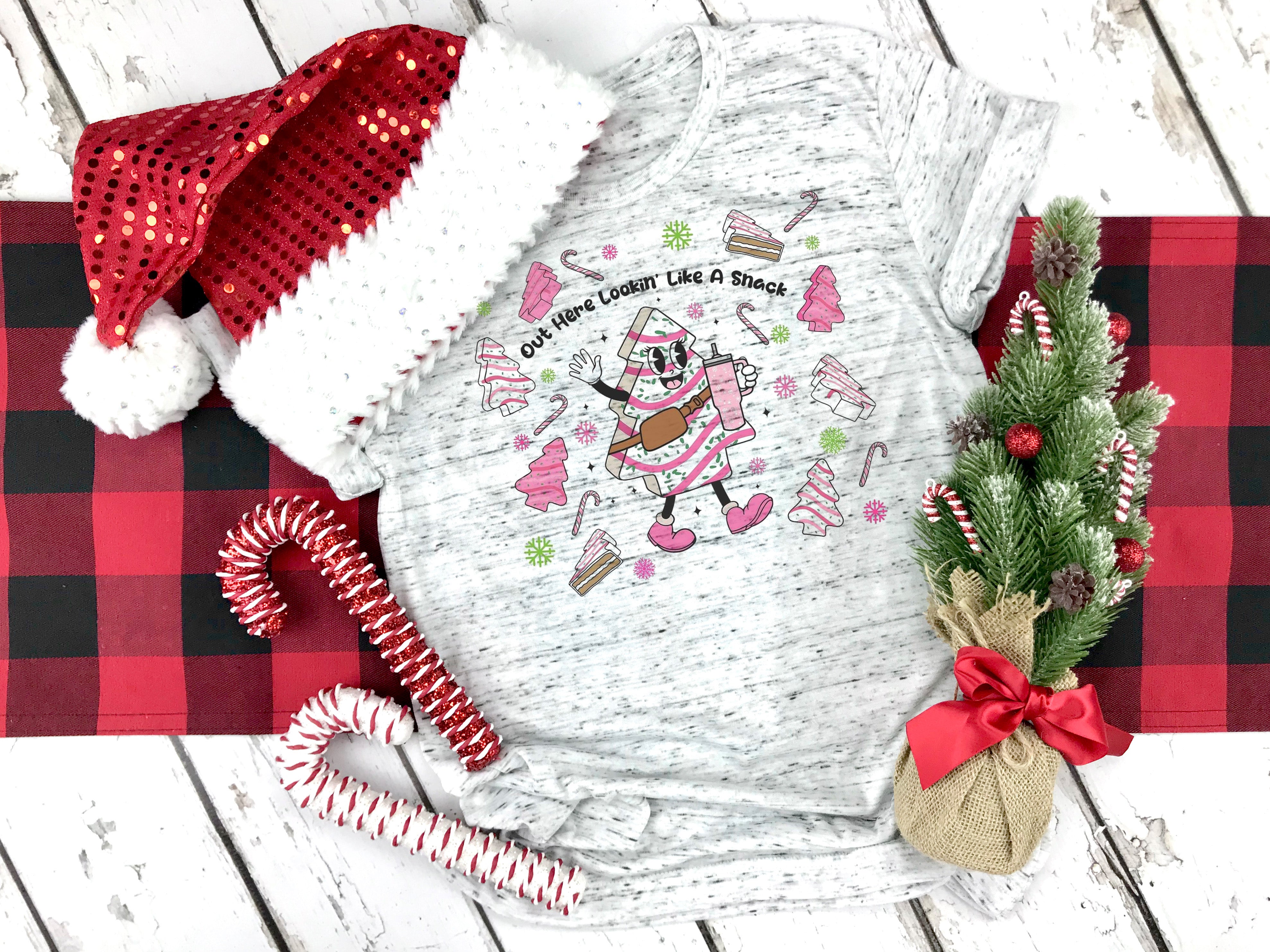 Out Here Lookin' Like A Snack Christmas Cake Marbled Shirt