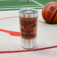 Leatherette 20 oz Laser Engraved Basketball Tumbler