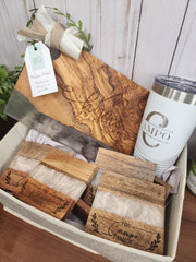 Custom Closing Gift Set- Olive Wood & White Resin