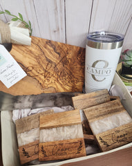 Custom Closing Gift Set- Olive Wood & White Resin