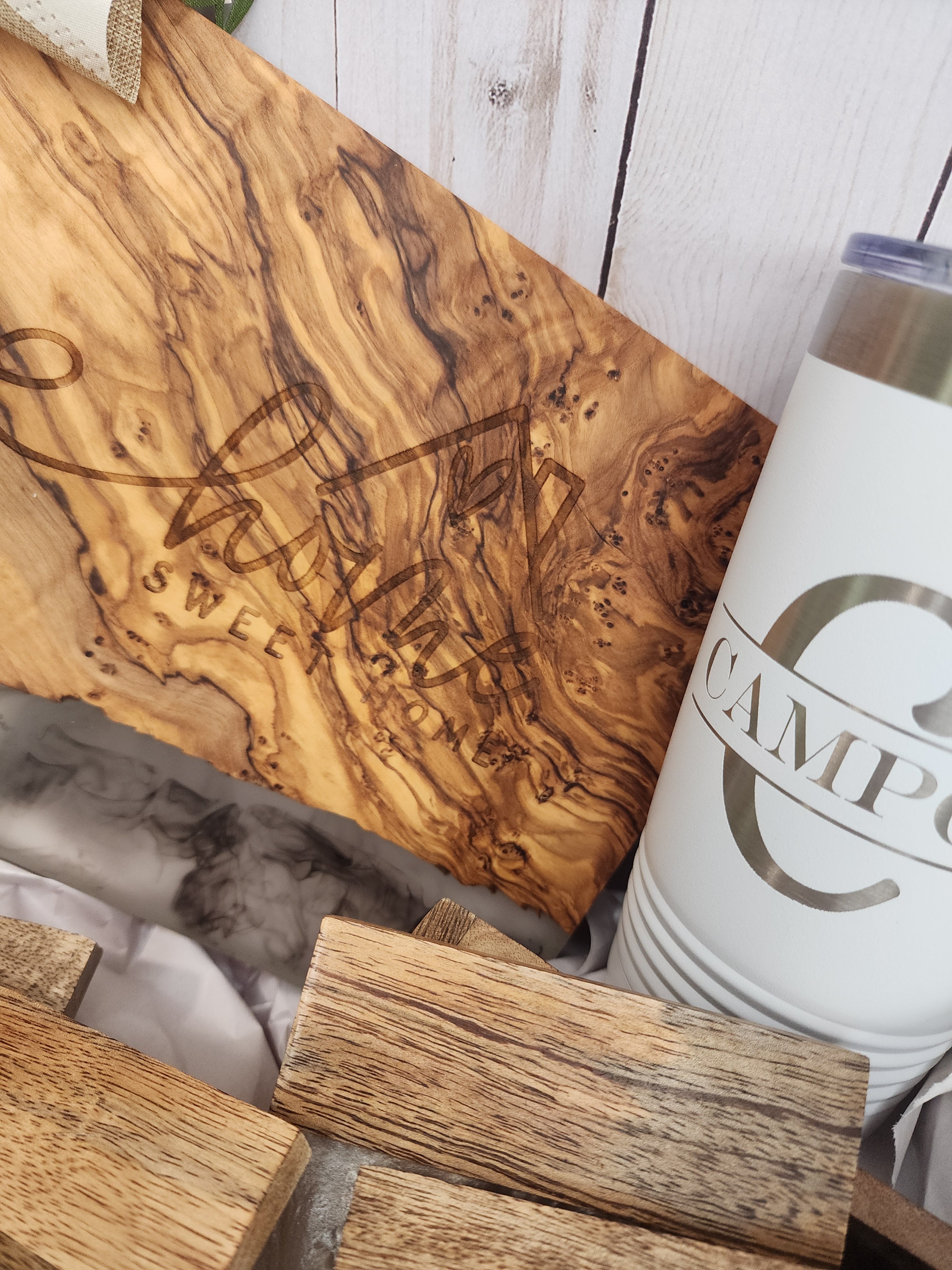 Custom Closing Gift Set- Olive Wood & White Resin