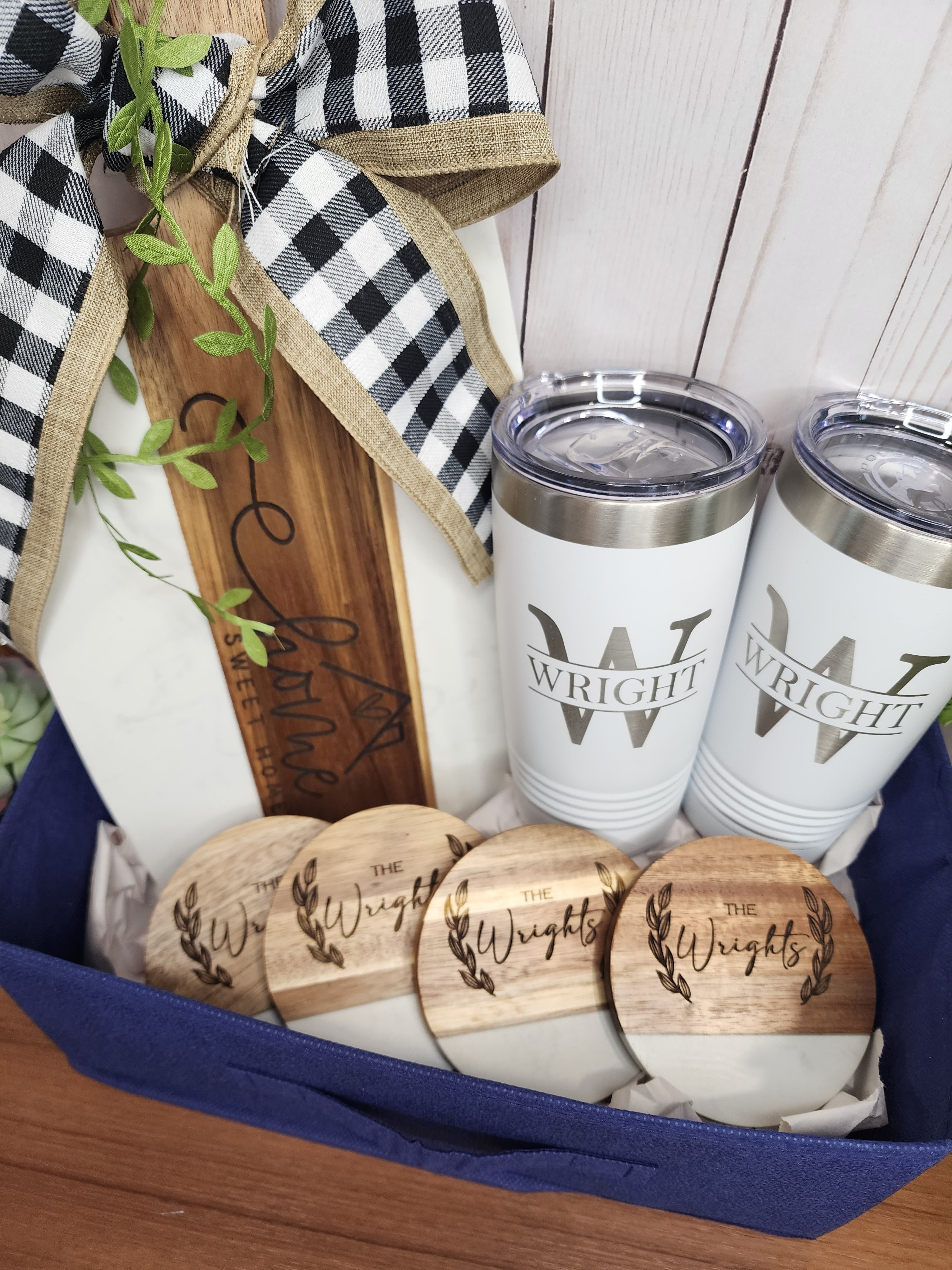 Custom Closing Gift Set- Acopa Marble and Acacia Wood
