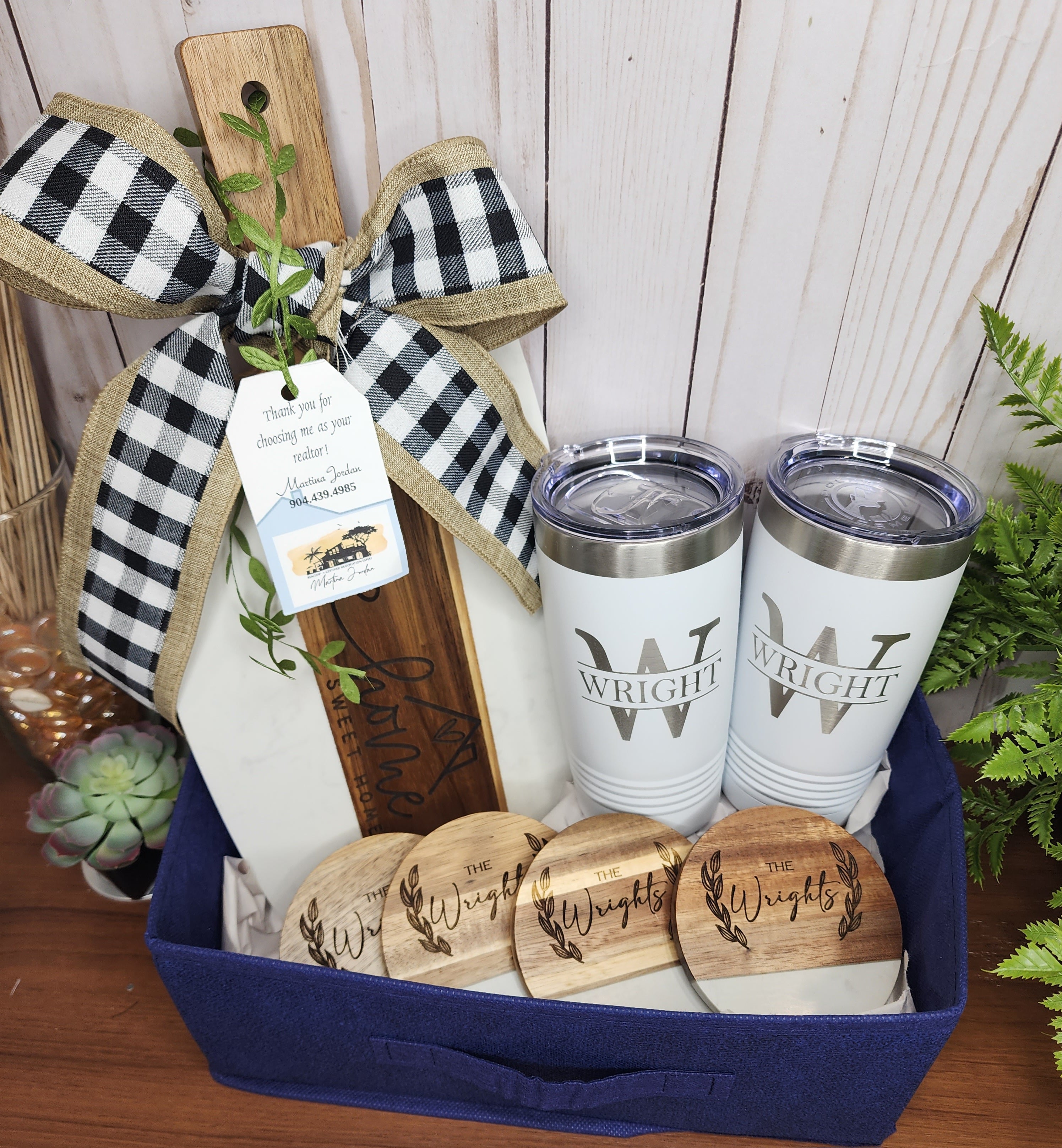 Custom Closing Gift Set- Acopa Marble and Acacia Wood