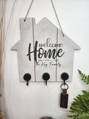 Customized Family Name Welcome Home Key Hanger Sign