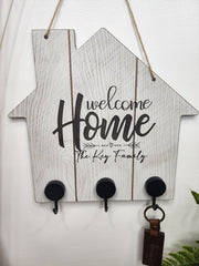 Customized Family Name Welcome Home Key Hanger Sign