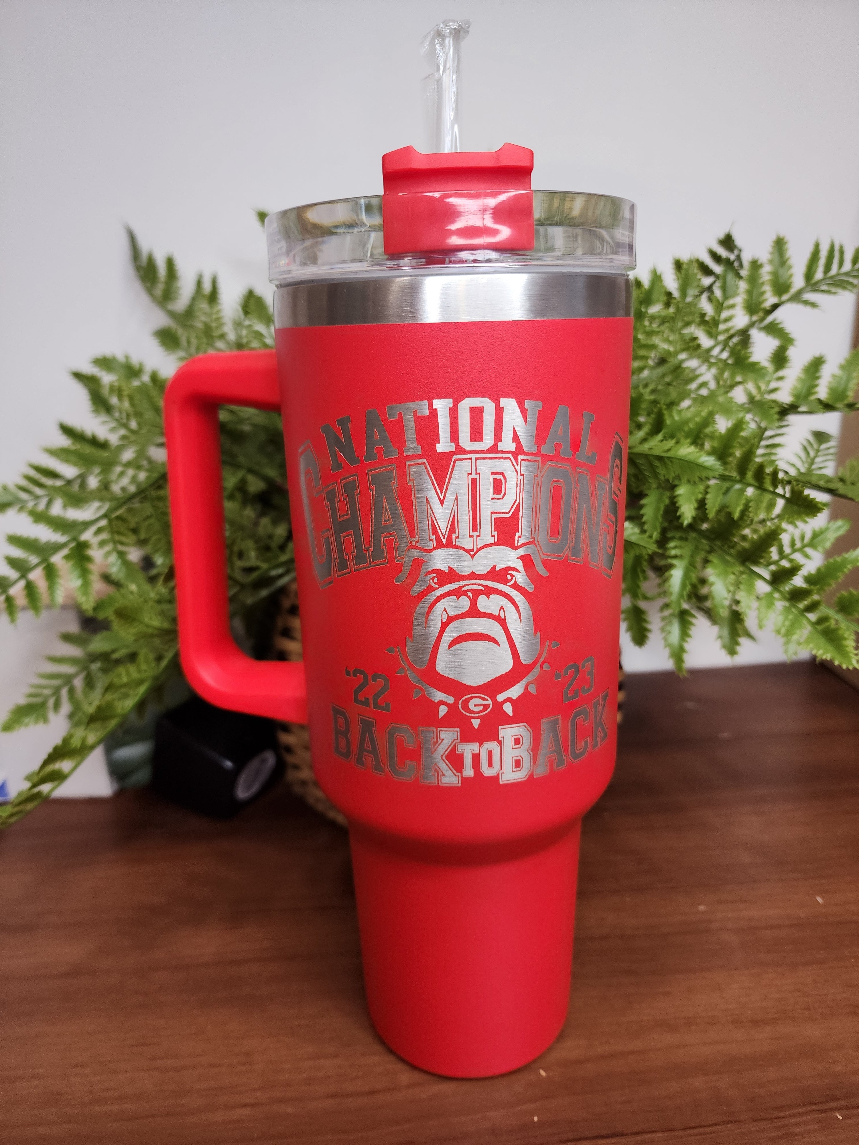 40 oz Laser Engraved Georgia National Champions Travel Tumbler