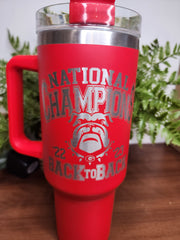 40 oz Laser Engraved Georgia National Champions Travel Tumbler