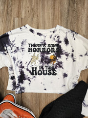 There's Some Horrors in This House Tie Dye Cropped Sweatshirt