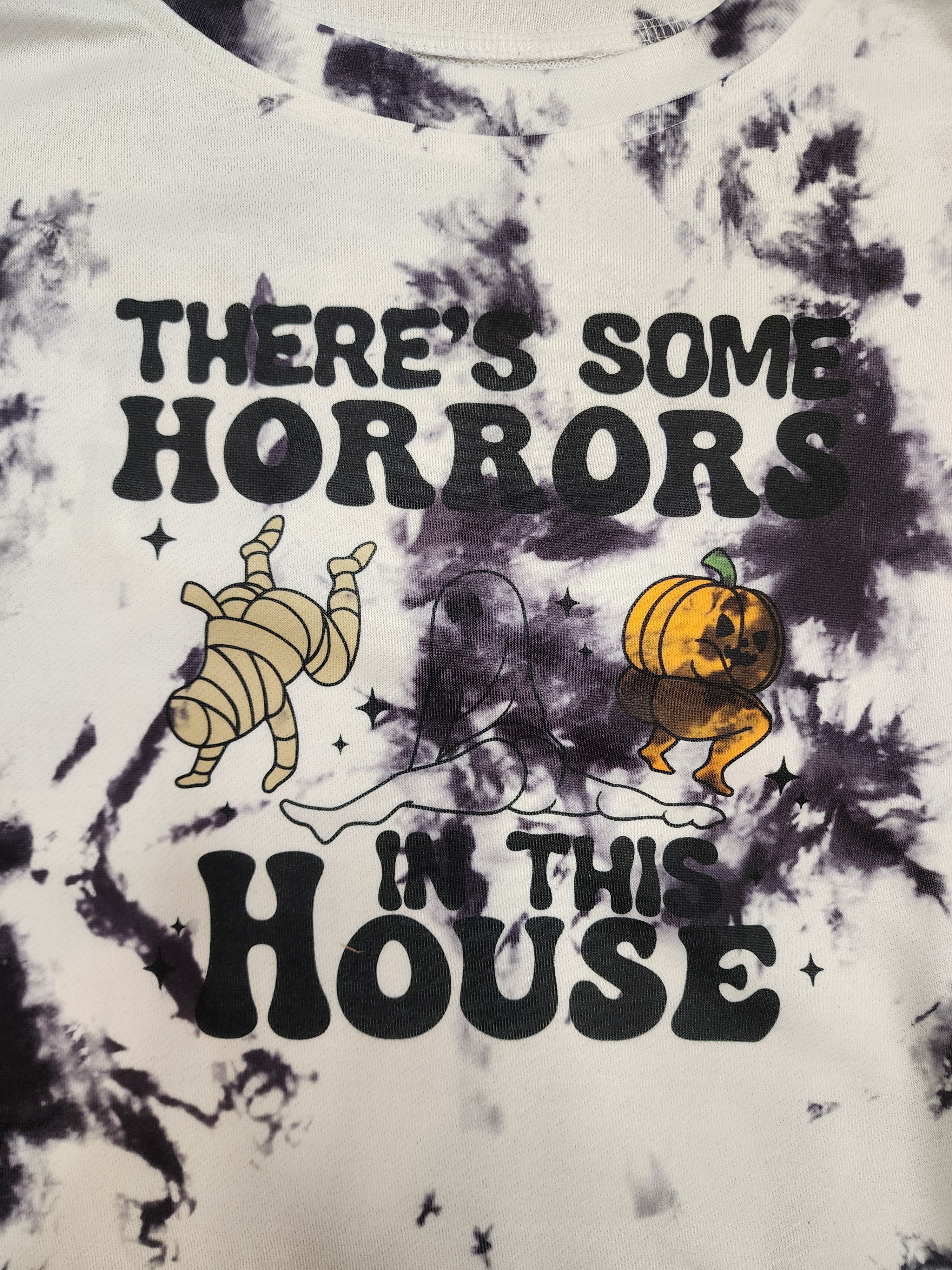 There's Some Horrors in This House Tie Dye Cropped Sweatshirt