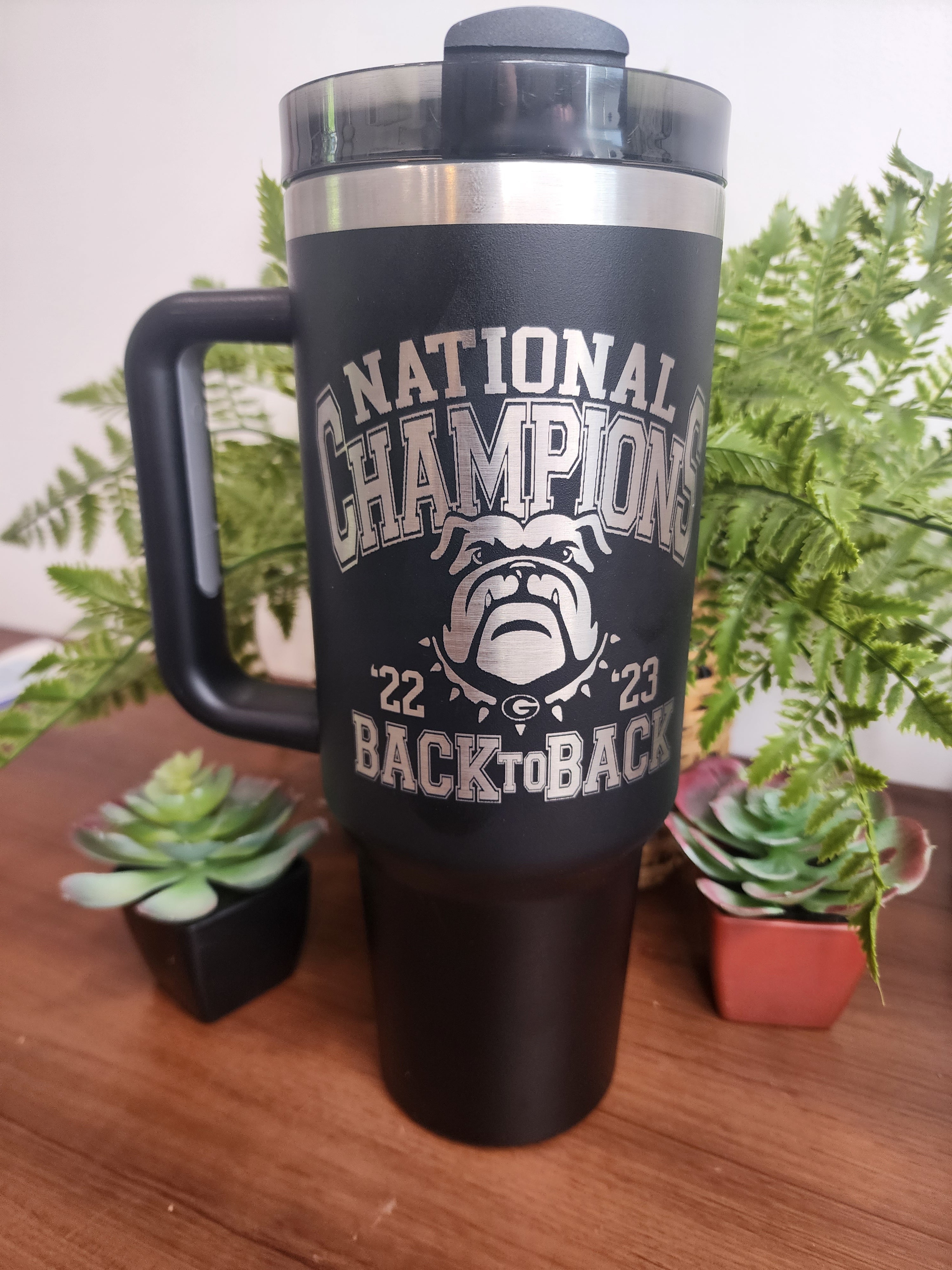 40 oz Laser Engraved Georgia National Champions Travel Tumbler