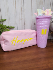 Customizable 24 oz Studded Tumbler with Straw Bow