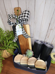 Custom Closing Gift Set- Black Acopa Marble and Acacia Wood