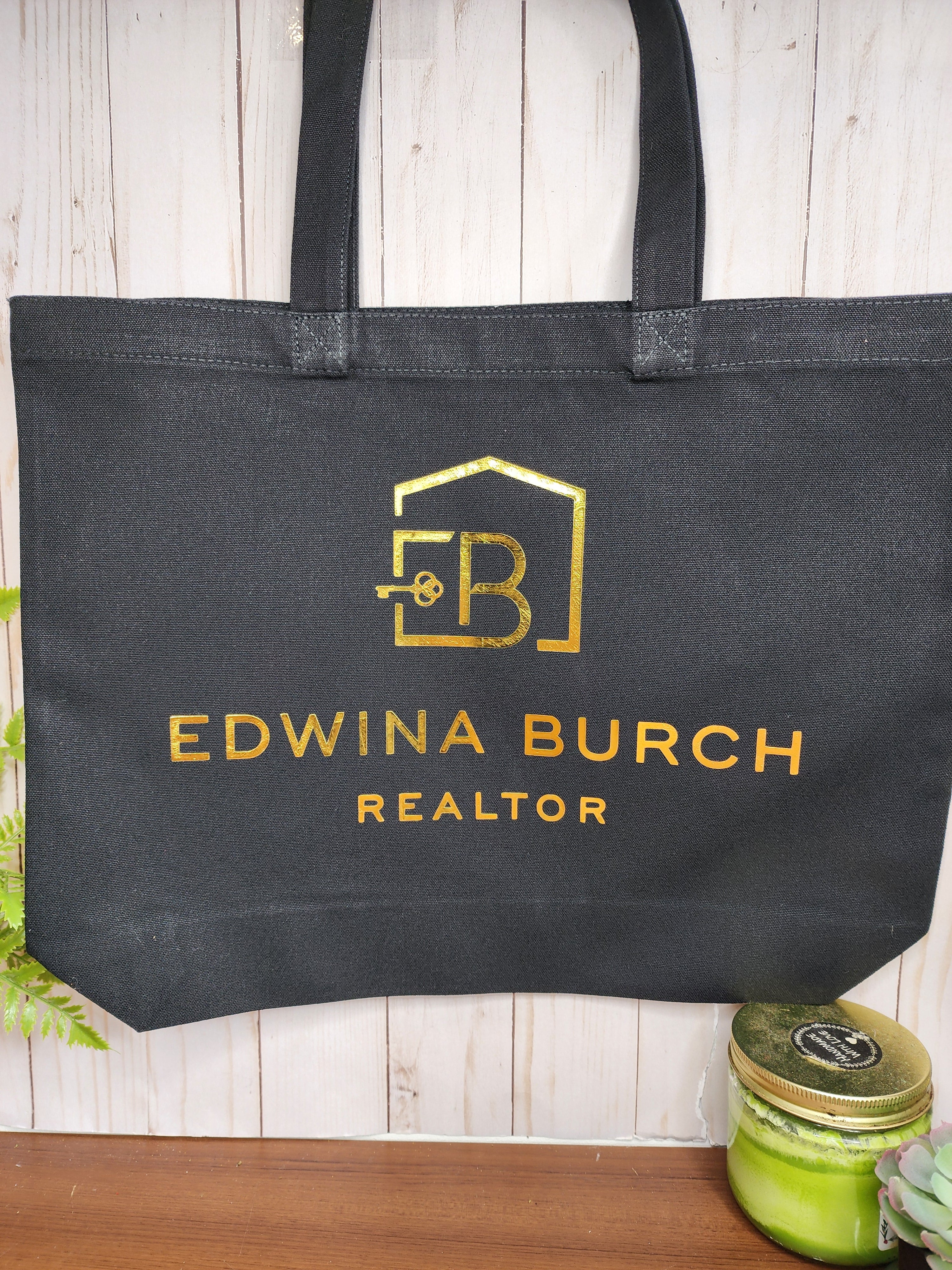 Custom Metallic Print Canvas Tote Bags