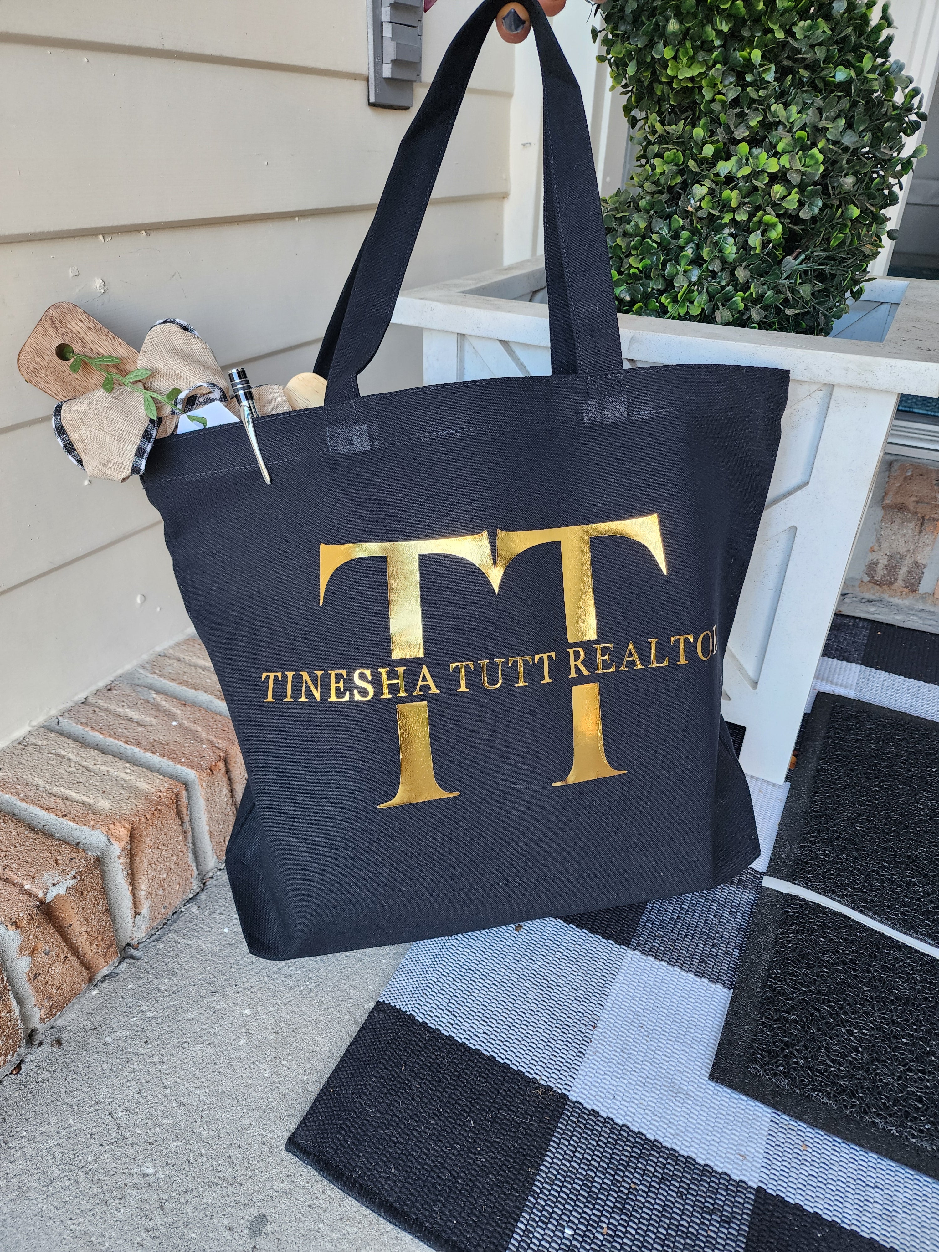 Custom Metallic Print Canvas Tote Bags