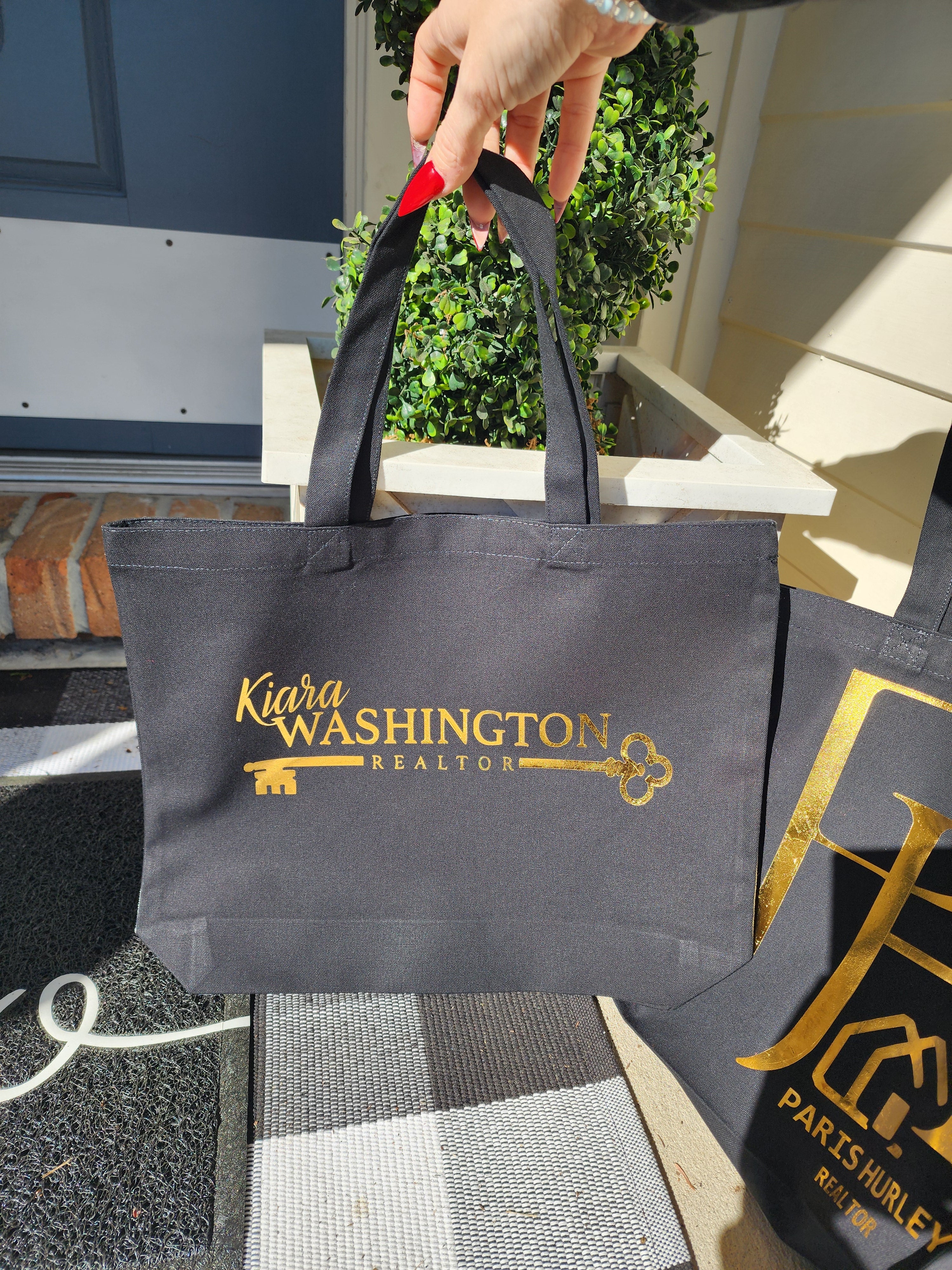 Custom Metallic Print Canvas Tote Bags