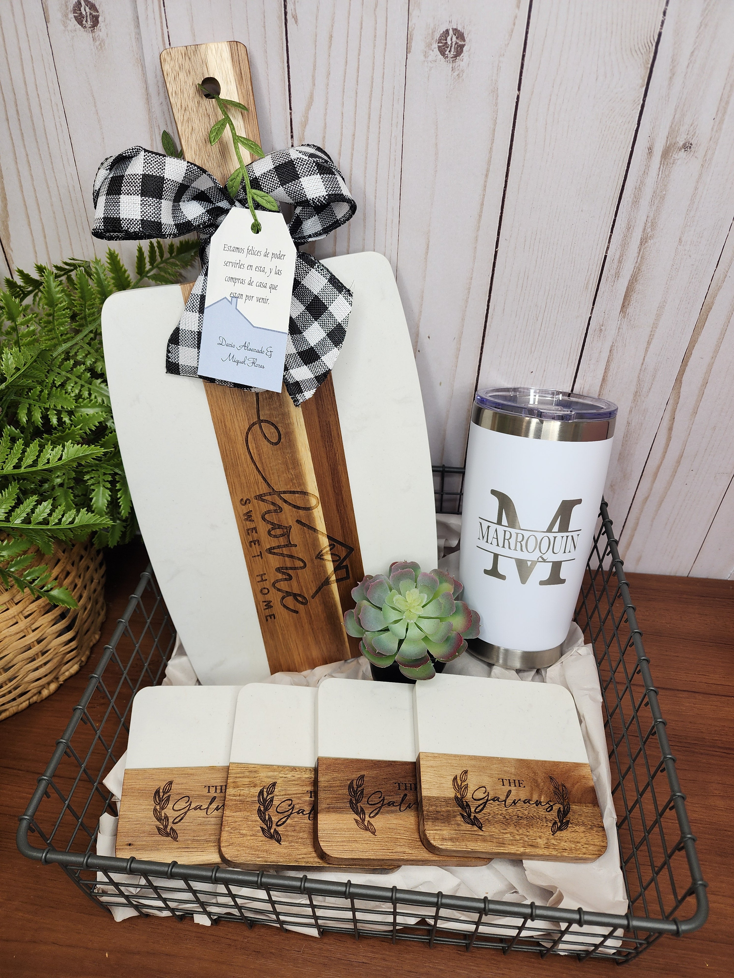 Custom Closing Gift Set- Acopa Marble and Acacia Wood