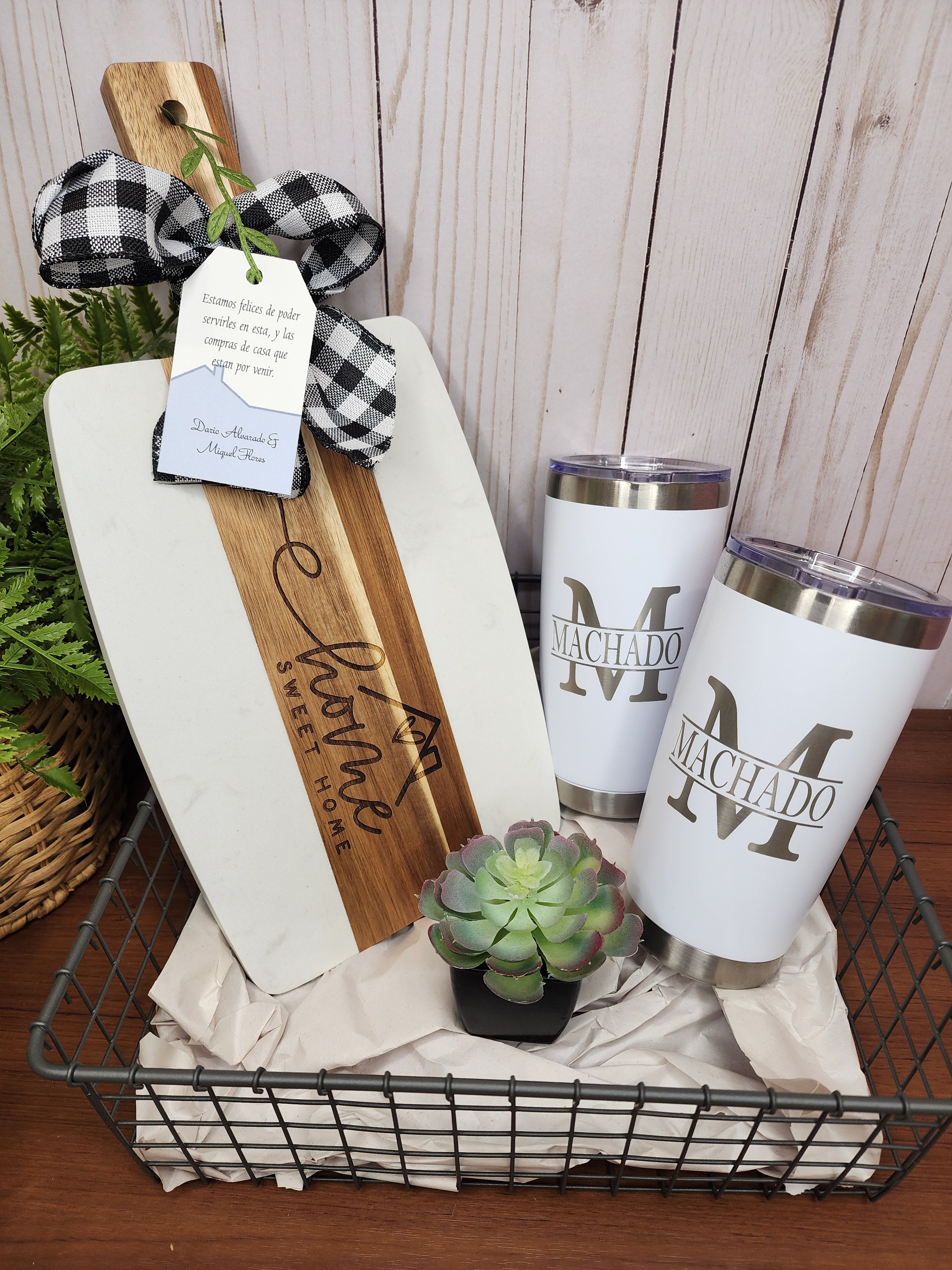 Custom Closing Gift Set- Acopa Marble and Acacia Wood