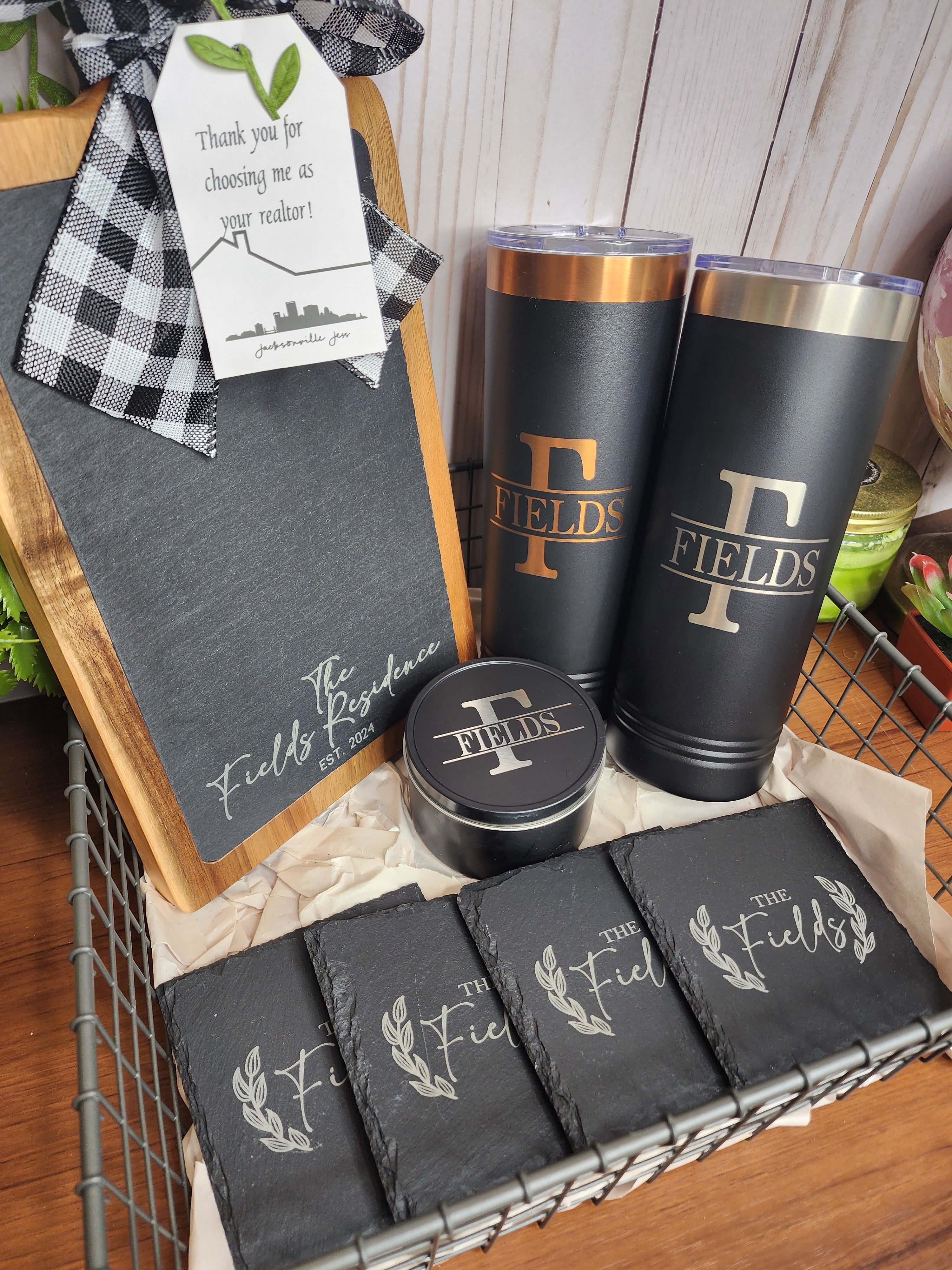 Custom Closing Gift Set- Acacia Wood & Slate