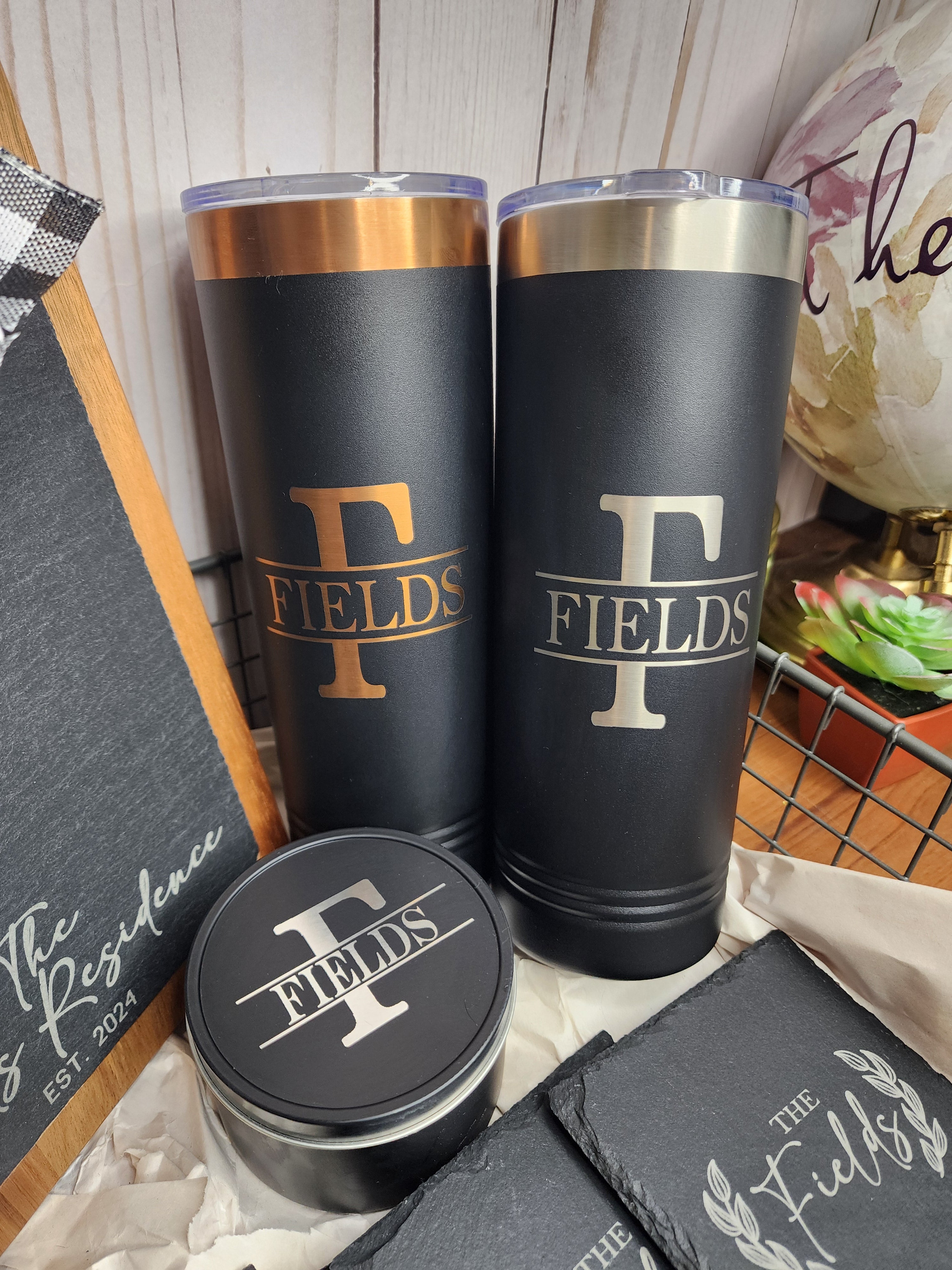 Custom Closing Gift Set- Acacia Wood & Slate