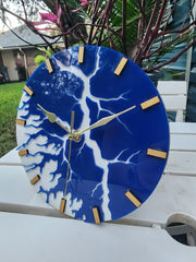 Blue and Gold River Clock
