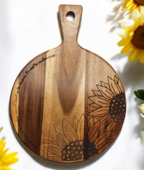 Sunflower Acacia Wood Cutting Board with Handle