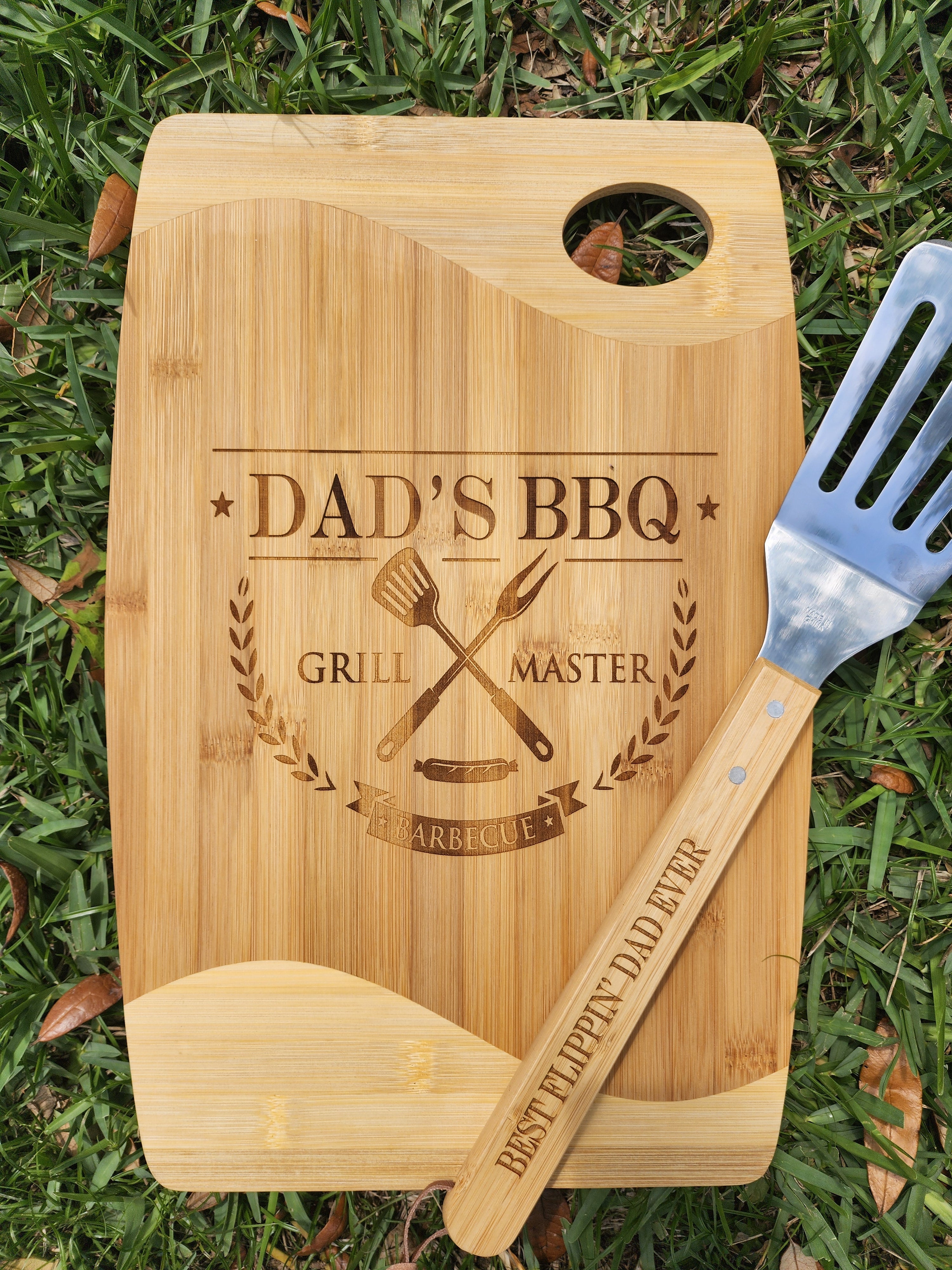 Dads BBQ Cutting Board and Spatula Set