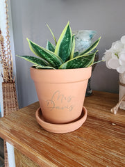 6 Inch Custom Engraved Terracotta Plant Pot with Saucer