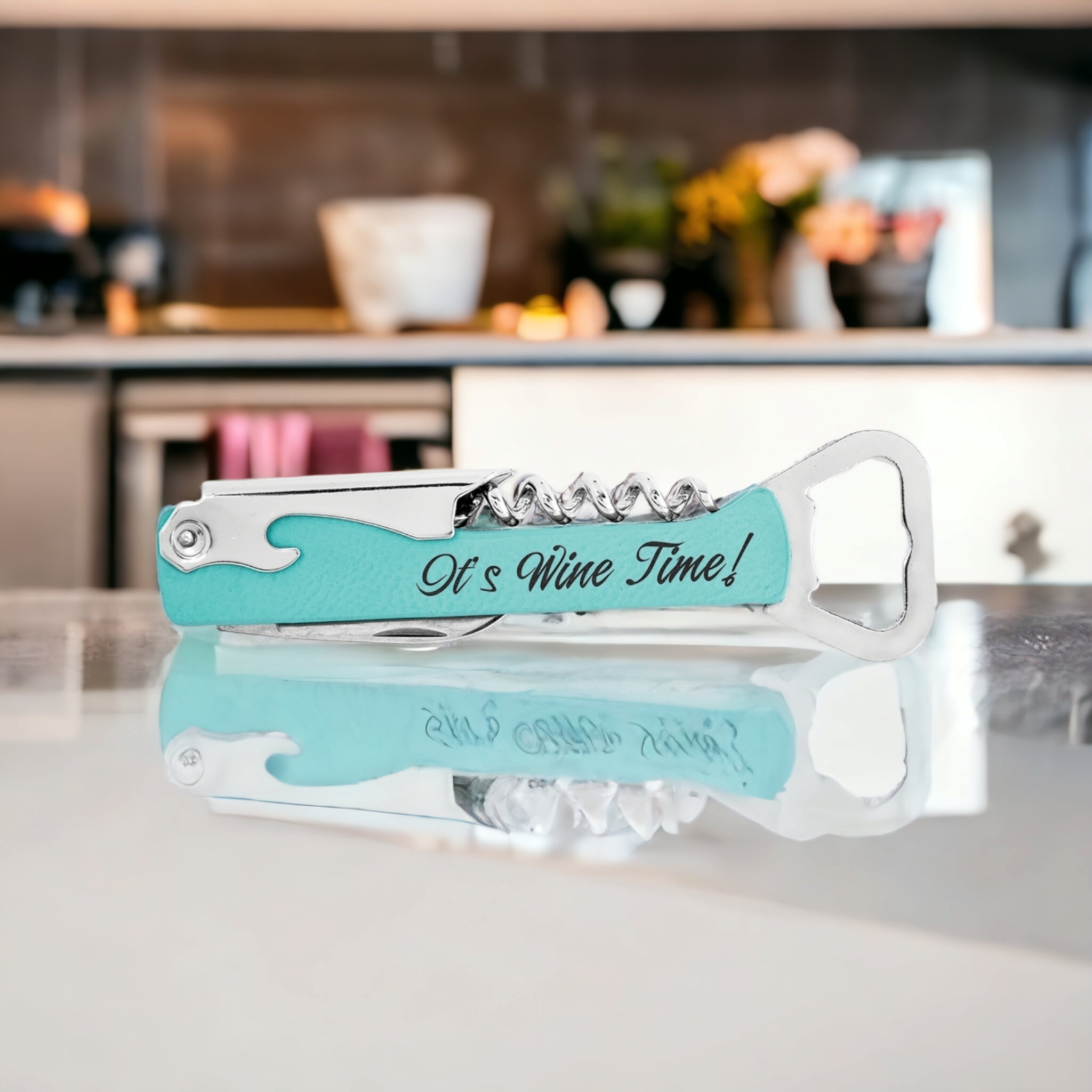 Customized Leatherette Wine Bottle Opener with Corkscrew