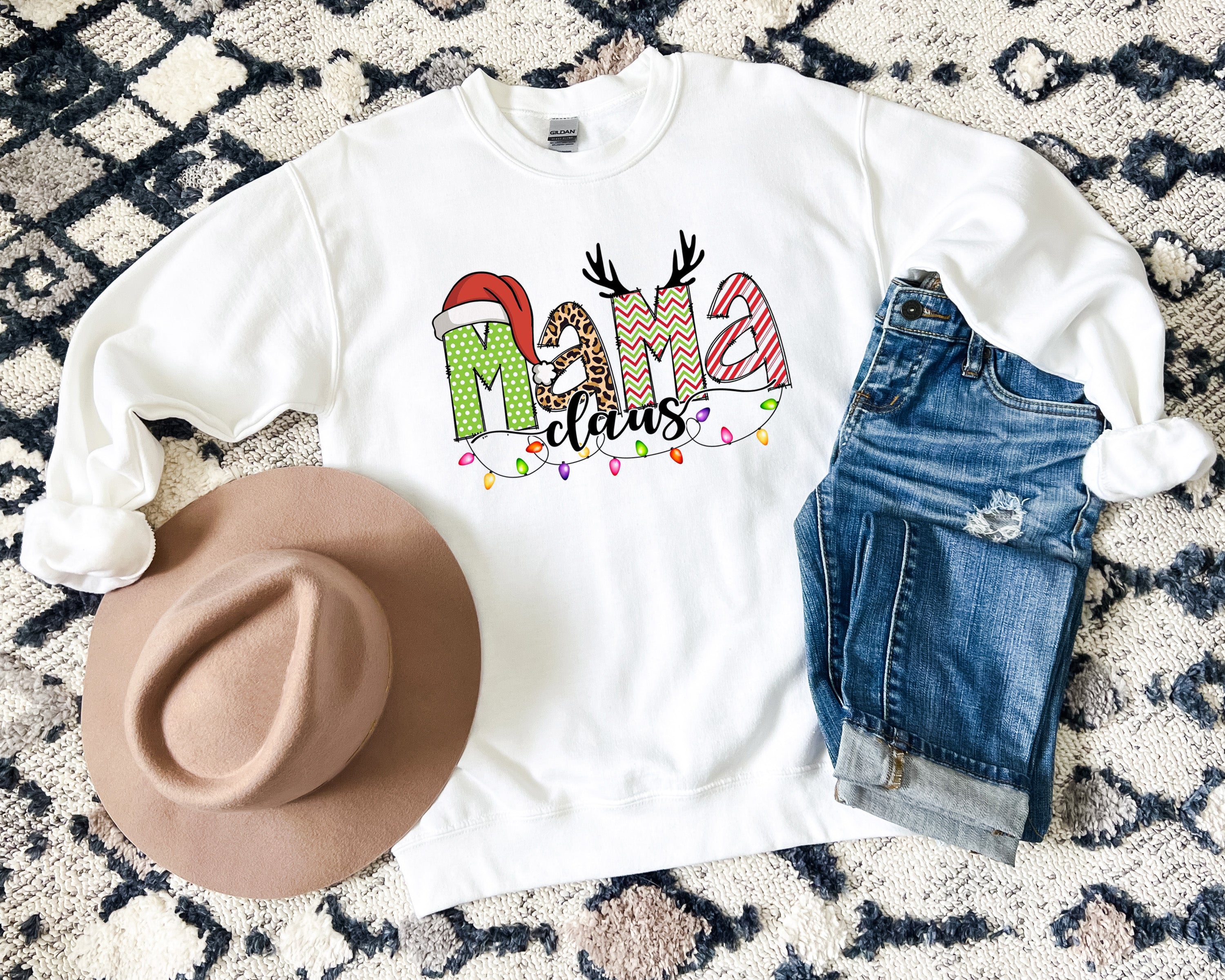 Mama Claus White Christmas Top