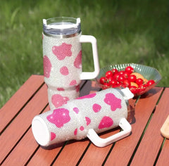 Sparkling Cow Print Rhinestone Studded 40 oz. Tumbler