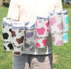 Sparkling Cow Print Rhinestone Studded 40 oz. Tumbler