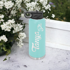 Personalized Stainless Steel Water Bottle with Flip Top Lid