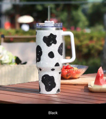 Sparkling Cow Print Rhinestone Studded 40 oz. Tumbler