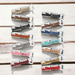 Customized Leatherette Wine Bottle Opener with Corkscrew