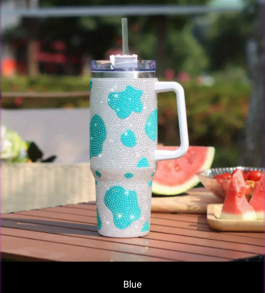 Sparkling Cow Print Rhinestone Studded 40 oz. Tumbler