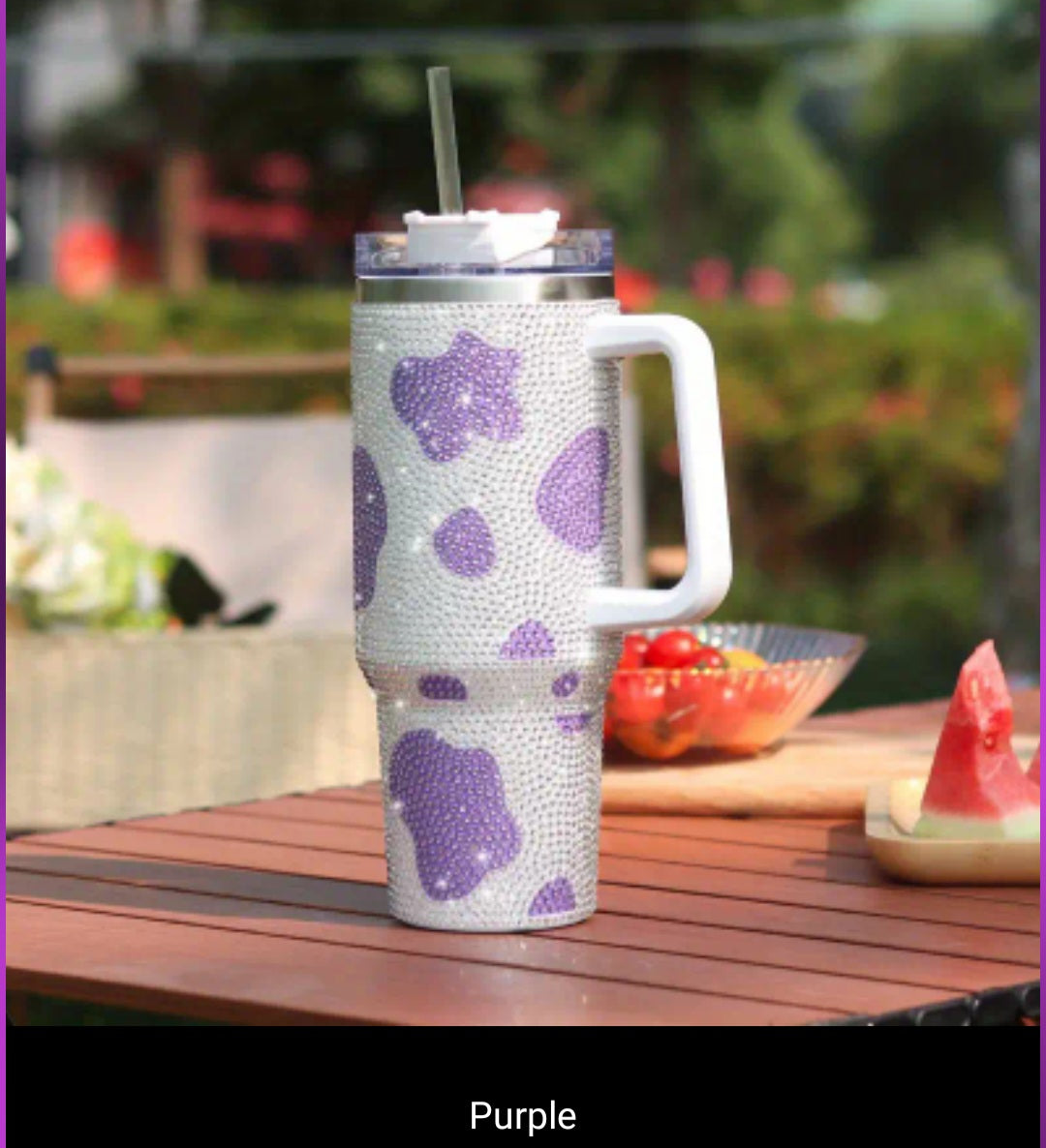 Sparkling Cow Print Rhinestone Studded 40 oz. Tumbler