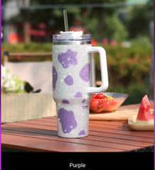Sparkling Cow Print Rhinestone Studded 40 oz. Tumbler