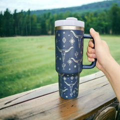 Western Cow Skull 40 Ounce Laser Engraved Tumbler