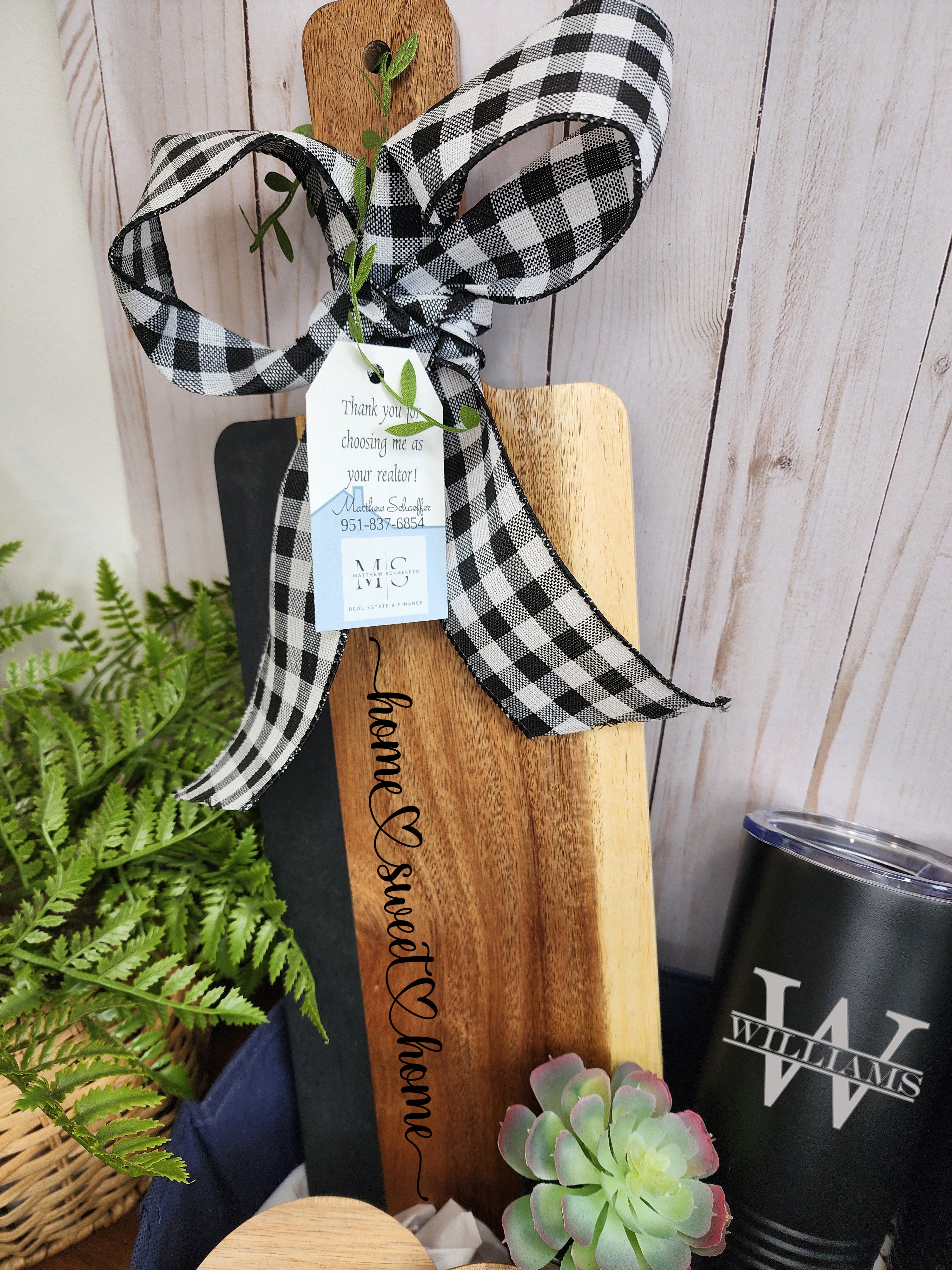 Custom Closing Gift Set- Black Acopa Marble and Acacia Wood
