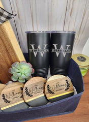 Custom Closing Gift Set- Black Acopa Marble and Acacia Wood