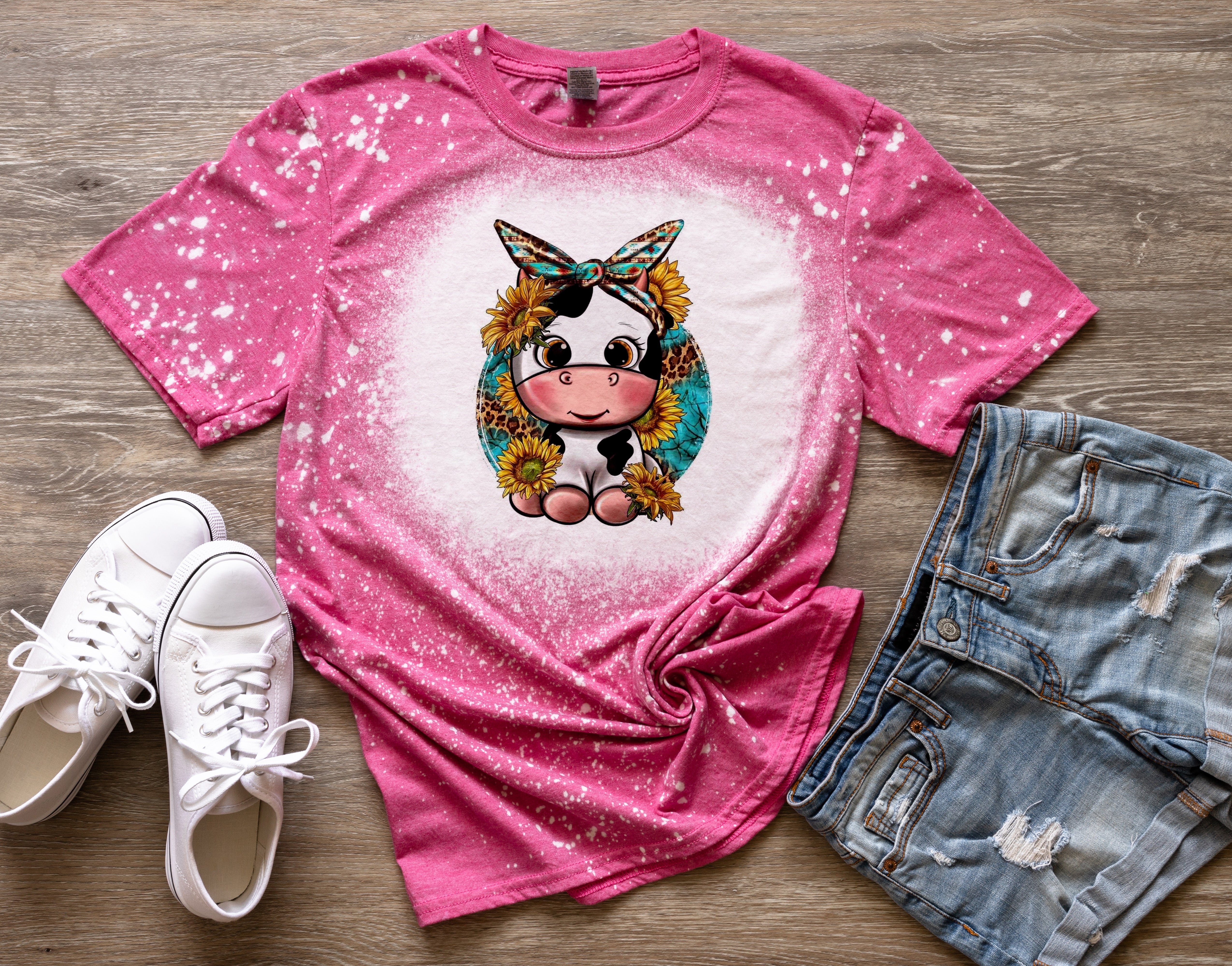 Cute Cow Bleached Shirt