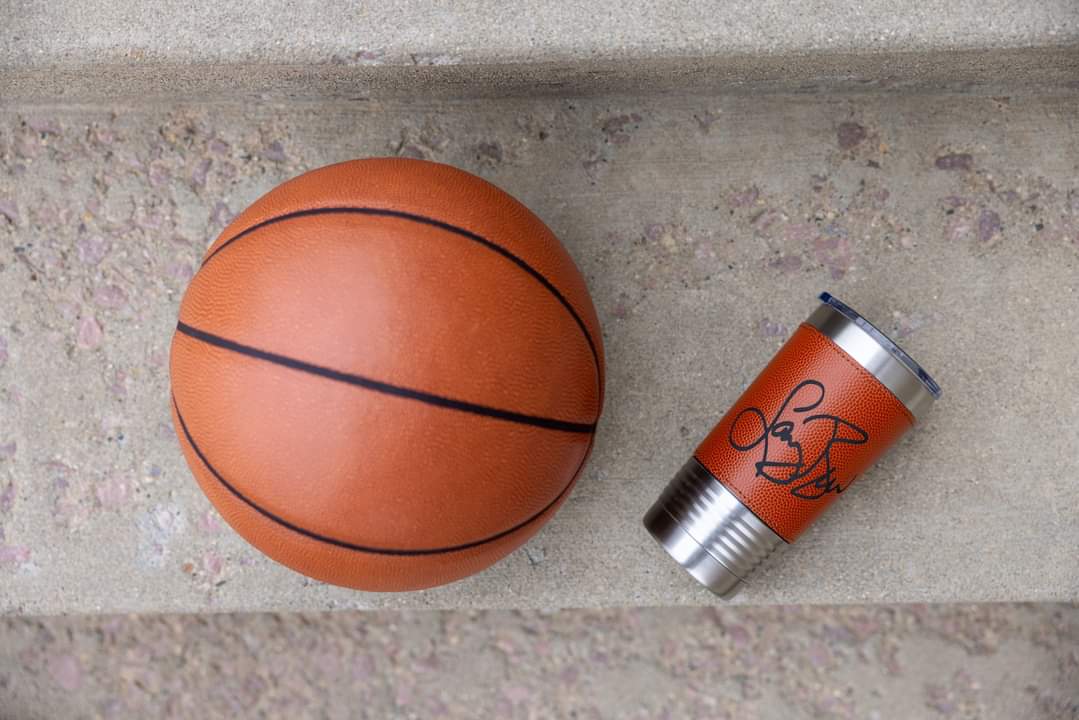 Leatherette 20 oz Laser Engraved Basketball Tumbler