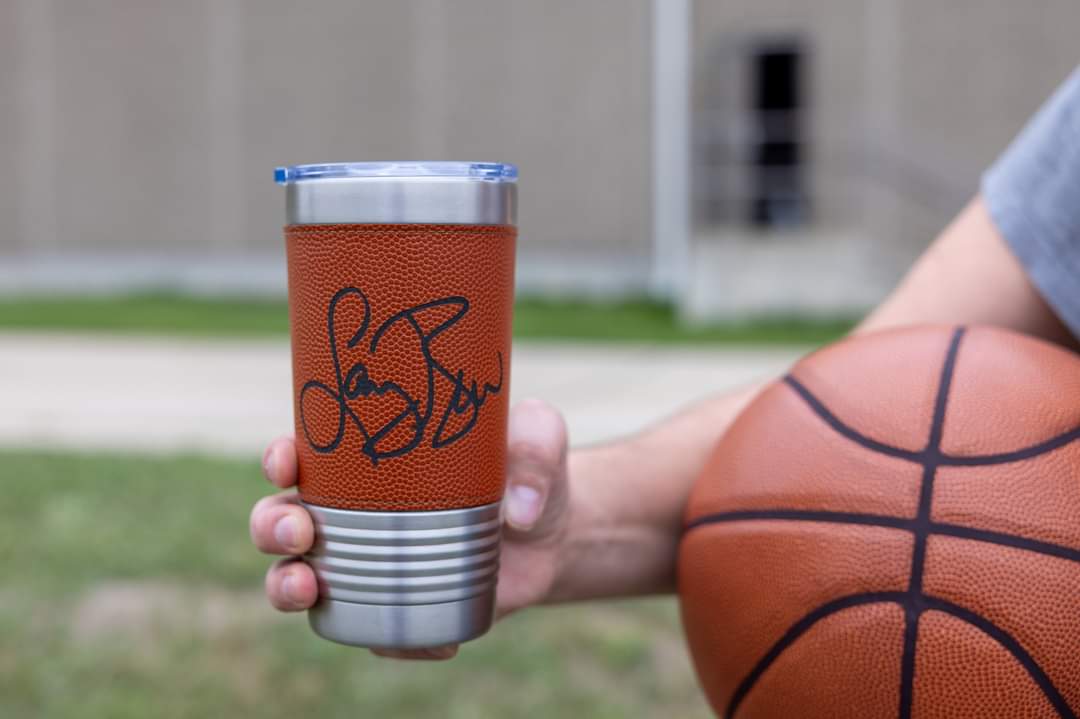 Leatherette 20 oz Laser Engraved Basketball Tumbler