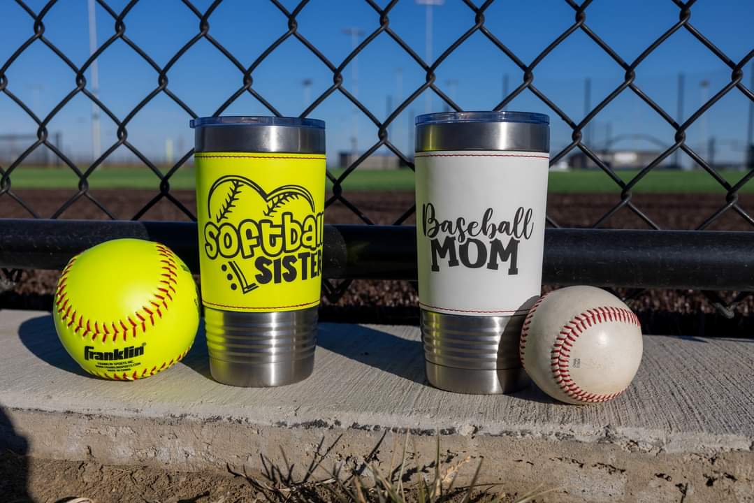 Leatherette 20 oz Laser Engraved Softball Tumbler