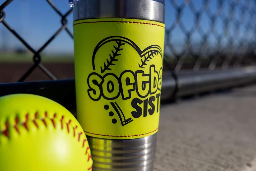 Leatherette 20 oz Laser Engraved Softball Tumbler